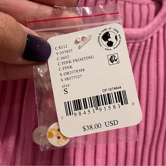 New Free People Tilly Rib Button-Up Top
in Pink Frosting Small - Picture 6 of 8